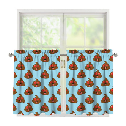 Lovely Poop Pattern Print Tier Curtains