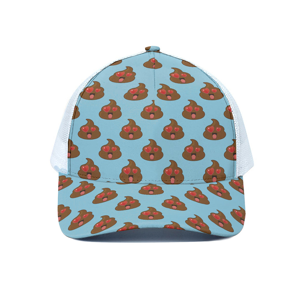 Lovely Poop Pattern Print White Mesh Trucker Cap
