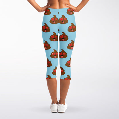 Lovely Poop Pattern Print Women's Capri Leggings