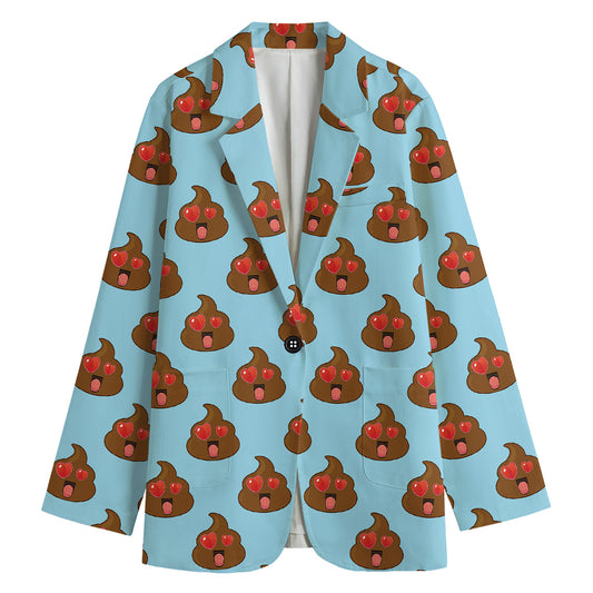 Lovely Poop Pattern Print Women's Cotton Blazer