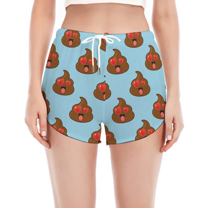 Lovely Poop Pattern Print Women's Split Running Shorts