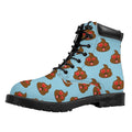 Lovely Poop Pattern Print Padded Collar Lace Up Boots