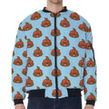 Lovely Poop Pattern Print Zip Sleeve Bomber Jacket