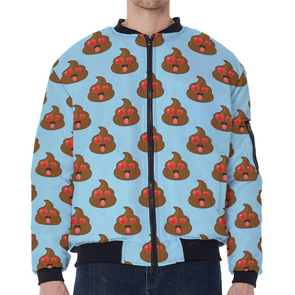 Lovely Poop Pattern Print Zip Sleeve Bomber Jacket