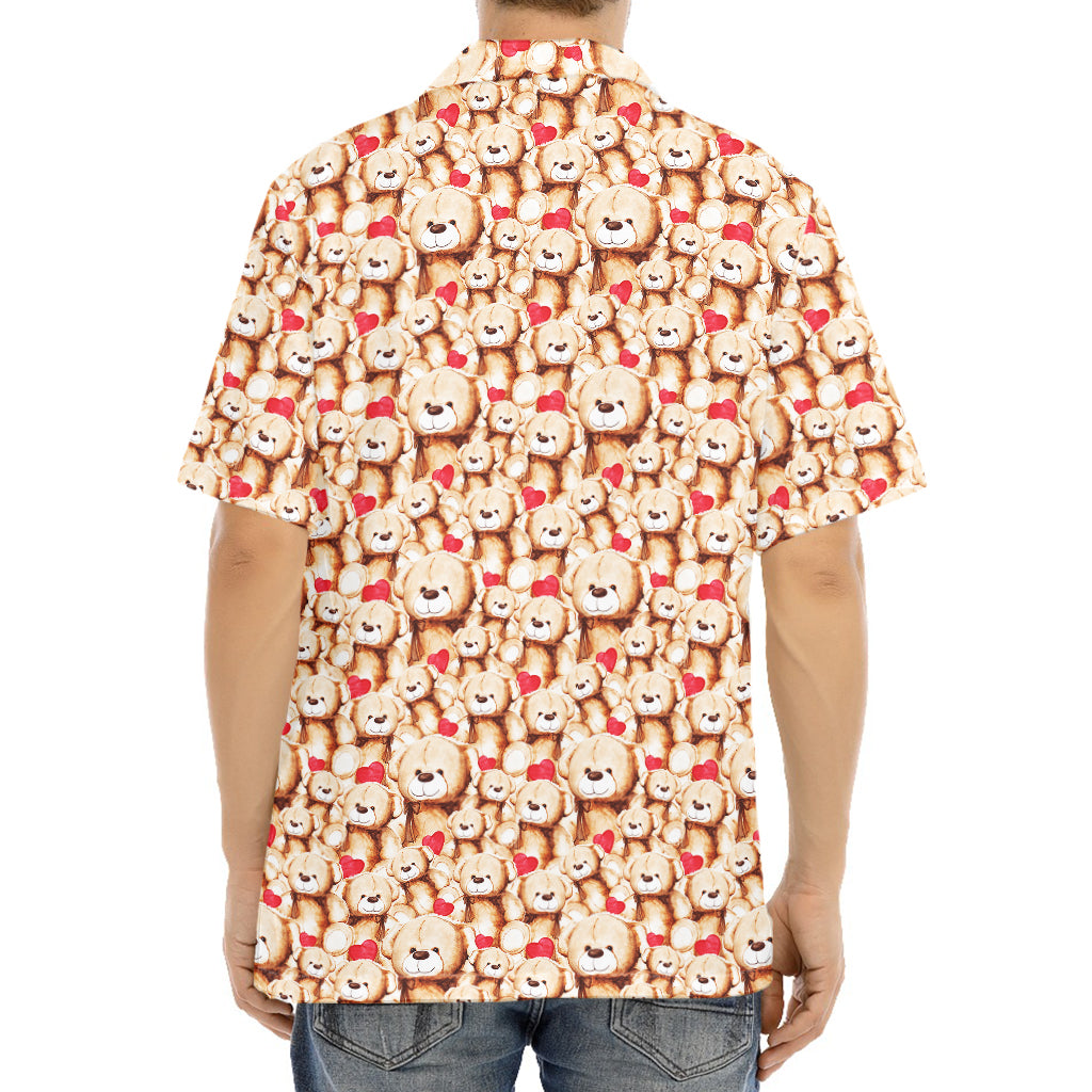 Lovely Teddy Bear Pattern Print Aloha Shirt