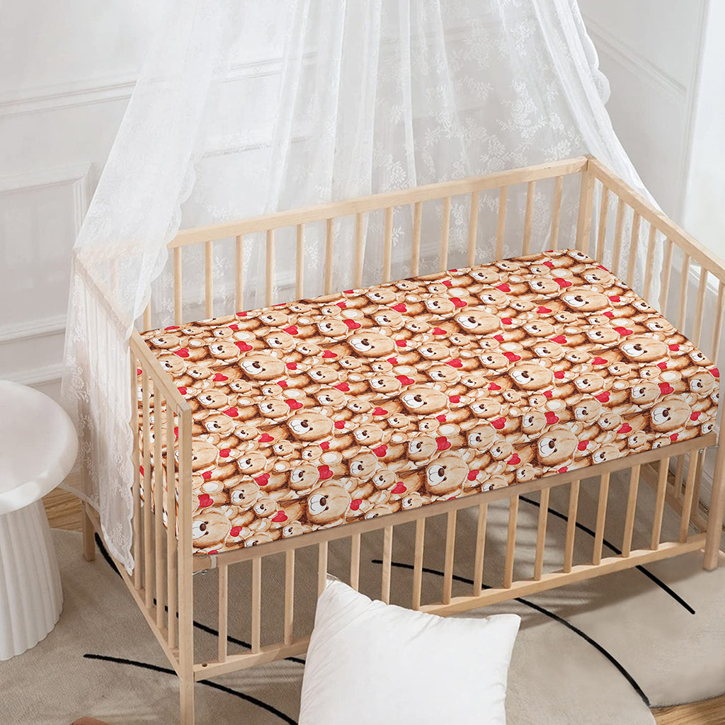 Lovely Teddy Bear Pattern Print Baby Crib Sheet
