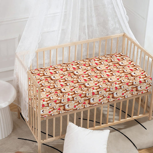 Lovely Teddy Bear Pattern Print Baby Crib Sheet