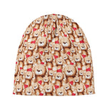 Lovely Teddy Bear Pattern Print Beanie