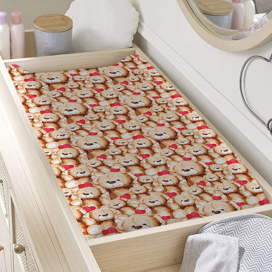 Lovely Teddy Bear Pattern Print Changing Pad Cover