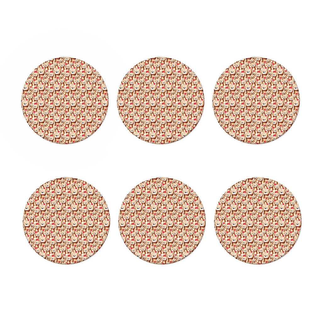 Lovely Teddy Bear Pattern Print Coaster Set