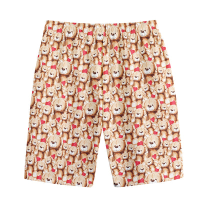Lovely Teddy Bear Pattern Print Cotton Shorts