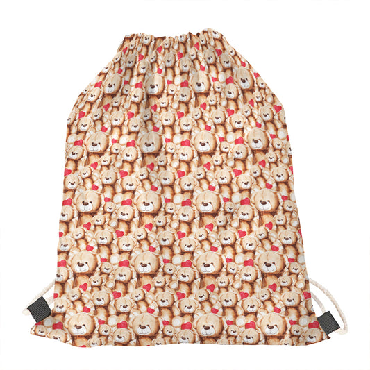 Lovely Teddy Bear Pattern Print Drawstring Bag