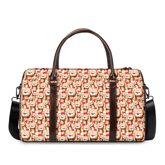 Lovely Teddy Bear Pattern Print Duffle Bag