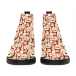 Lovely Teddy Bear Pattern Print Flat Ankle Boots