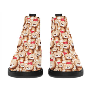 Lovely Teddy Bear Pattern Print Flat Ankle Boots