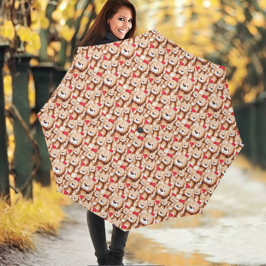 Lovely Teddy Bear Pattern Print Foldable Umbrella