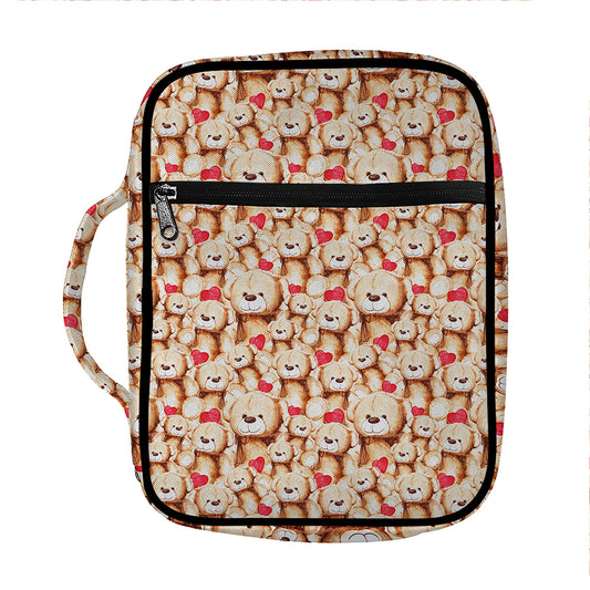 Lovely Teddy Bear Pattern Print Front Pocket Bible Bag