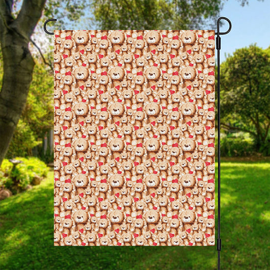 Lovely Teddy Bear Pattern Print Garden Flag