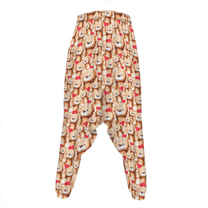Lovely Teddy Bear Pattern Print Hammer Pants