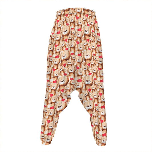Lovely Teddy Bear Pattern Print Hammer Pants