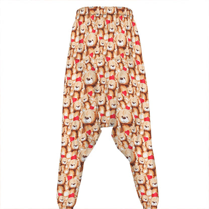 Lovely Teddy Bear Pattern Print Hammer Pants