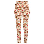 Lovely Teddy Bear Pattern Print High-Waisted Pocket Leggings