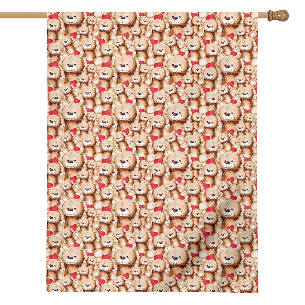Lovely Teddy Bear Pattern Print House Flag