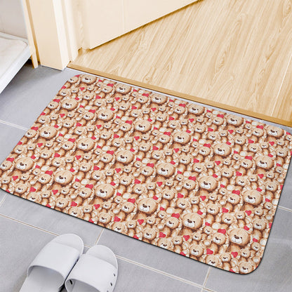 Lovely Teddy Bear Pattern Print Indoor Door Mat
