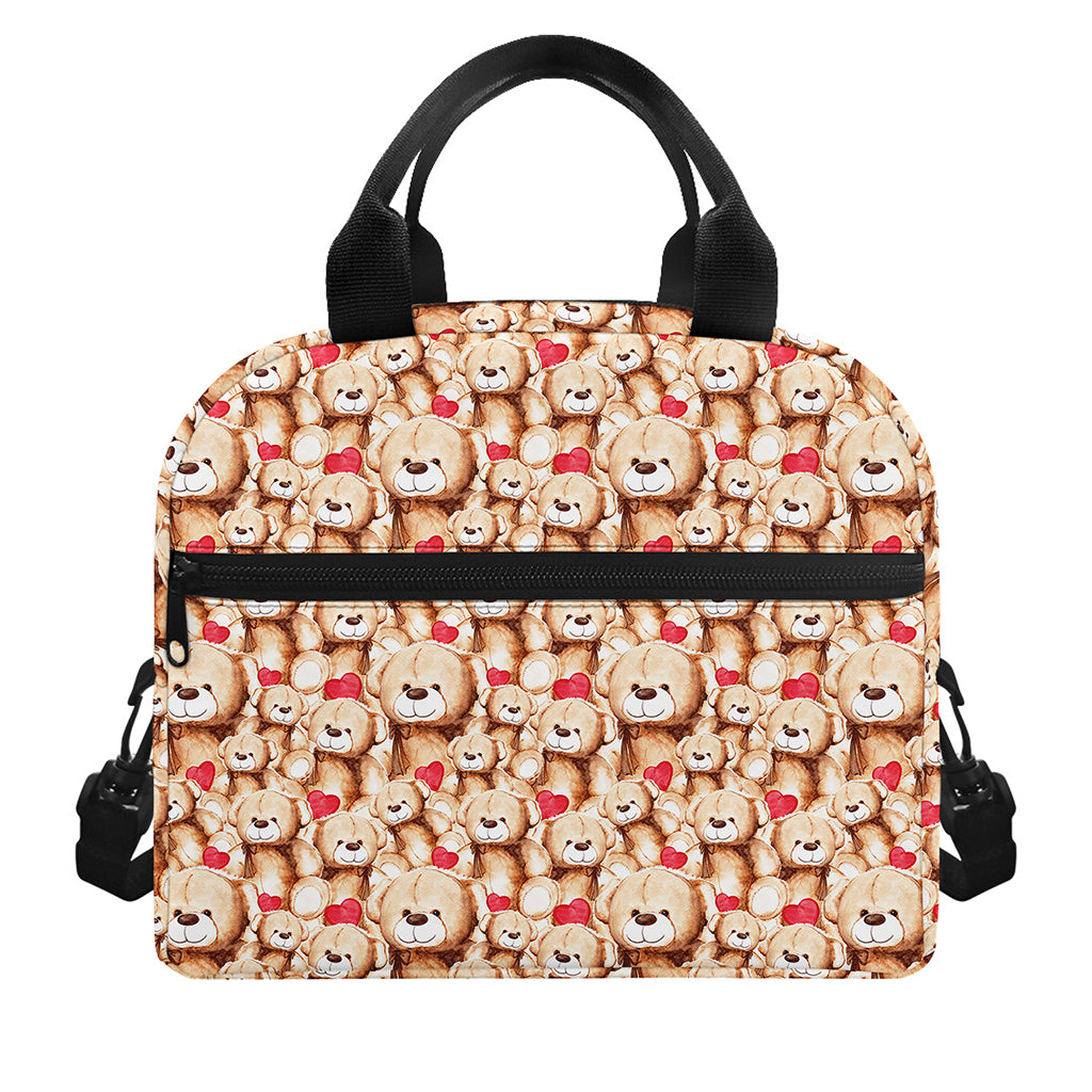 Lovely Teddy Bear Pattern Print Insulated Lunch Bag