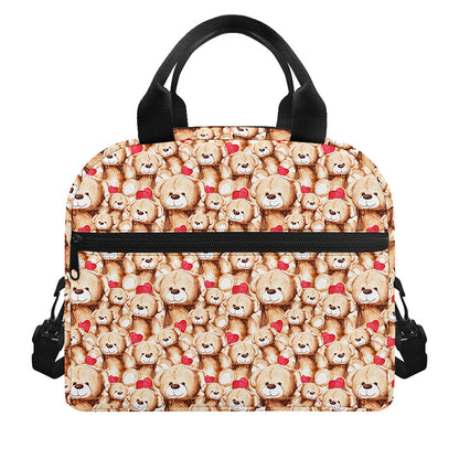 Lovely Teddy Bear Pattern Print Insulated Lunch Bag