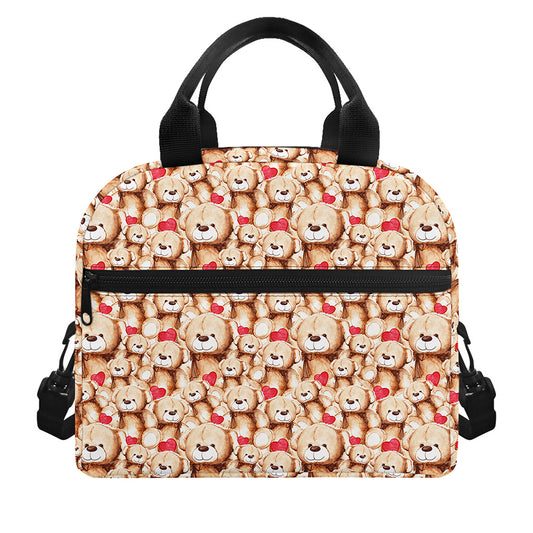 Lovely Teddy Bear Pattern Print Insulated Lunch Bag