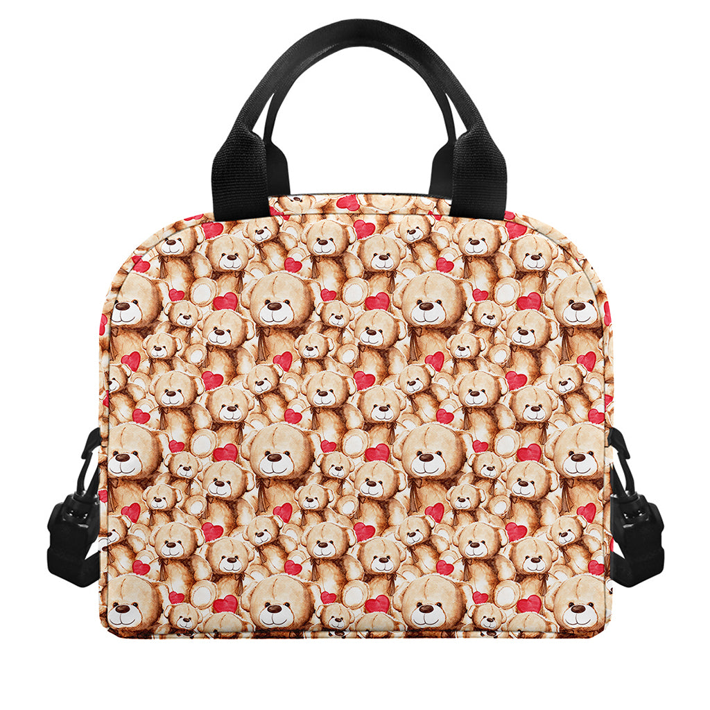 Lovely Teddy Bear Pattern Print Insulated Lunch Bag