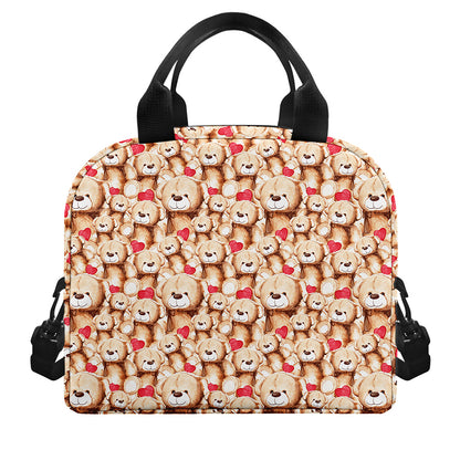 Lovely Teddy Bear Pattern Print Insulated Lunch Bag