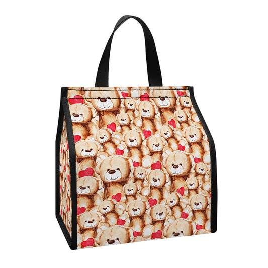 Lovely Teddy Bear Pattern Print Insulated Lunch Tote