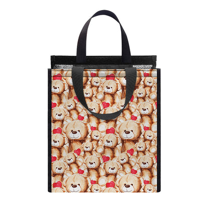 Lovely Teddy Bear Pattern Print Insulated Lunch Tote