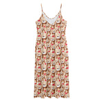 Lovely Teddy Bear Pattern Print Jersey Midi Cami Dress