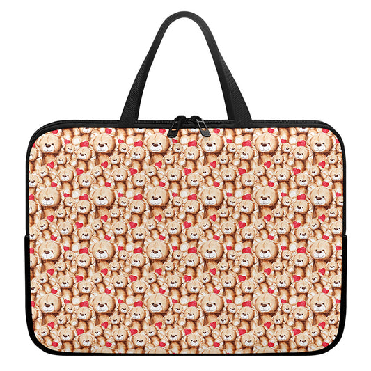 Lovely Teddy Bear Pattern Print Laptop Sleeve With Handle