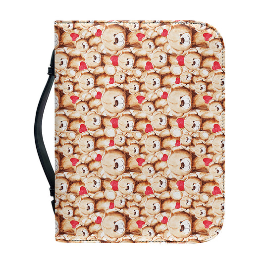 Lovely Teddy Bear Pattern Print Leather Bible Cover