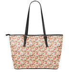 Lovely Teddy Bear Pattern Print Leather Tote Bag