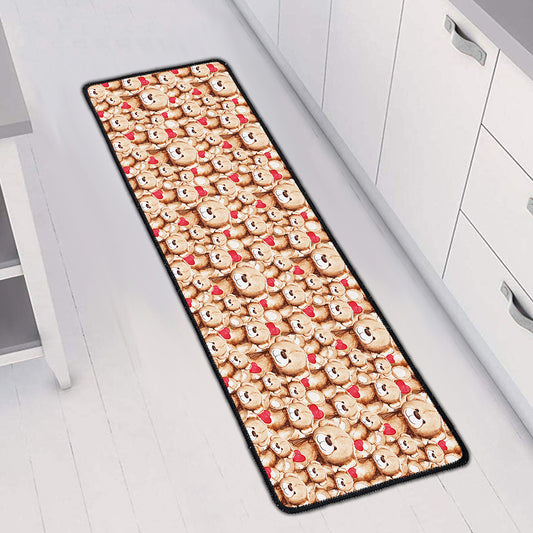 Lovely Teddy Bear Pattern Print Long Kitchen Mat