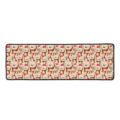 Lovely Teddy Bear Pattern Print Long Kitchen Mat