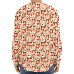 Lovely Teddy Bear Pattern Print Long Sleeve Baseball Jersey