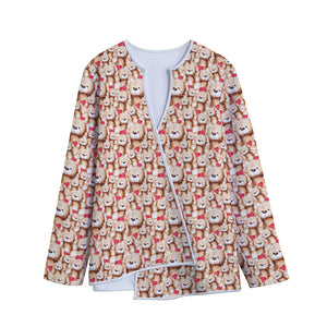 Lovely Teddy Bear Pattern Print Long Sleeve Short Coat