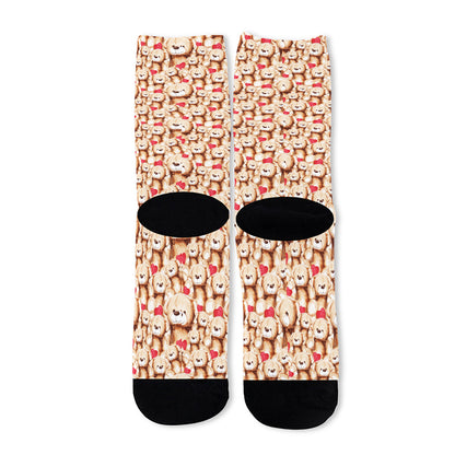 Lovely Teddy Bear Pattern Print Long Socks