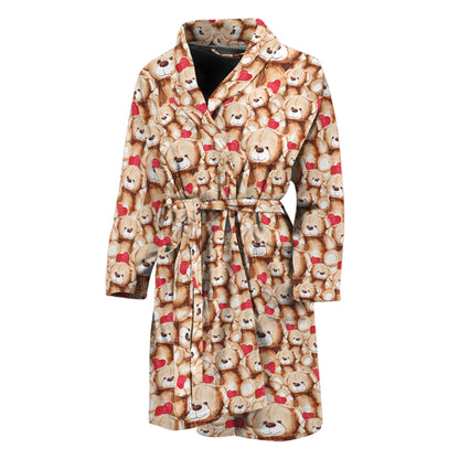 Lovely Teddy Bear Pattern Print Men's Bathrobe