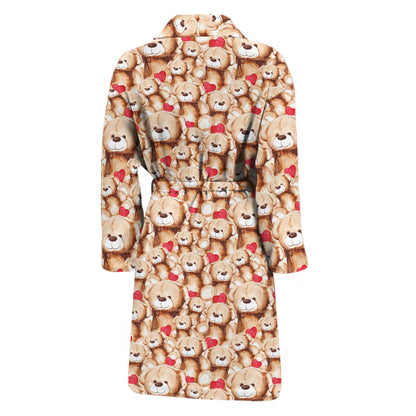 Lovely Teddy Bear Pattern Print Men's Bathrobe