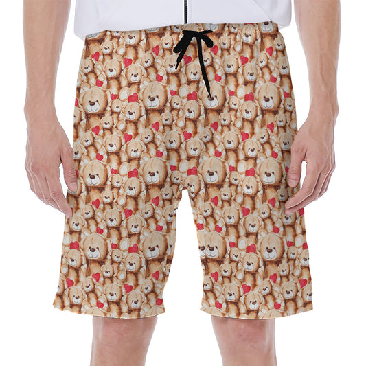Lovely Teddy Bear Pattern Print Men's Beach Shorts