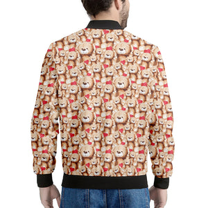 Lovely Teddy Bear Pattern Print Men's Bomber Jacket