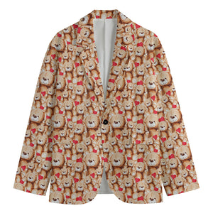 Lovely Teddy Bear Pattern Print Men's Cotton Blazer