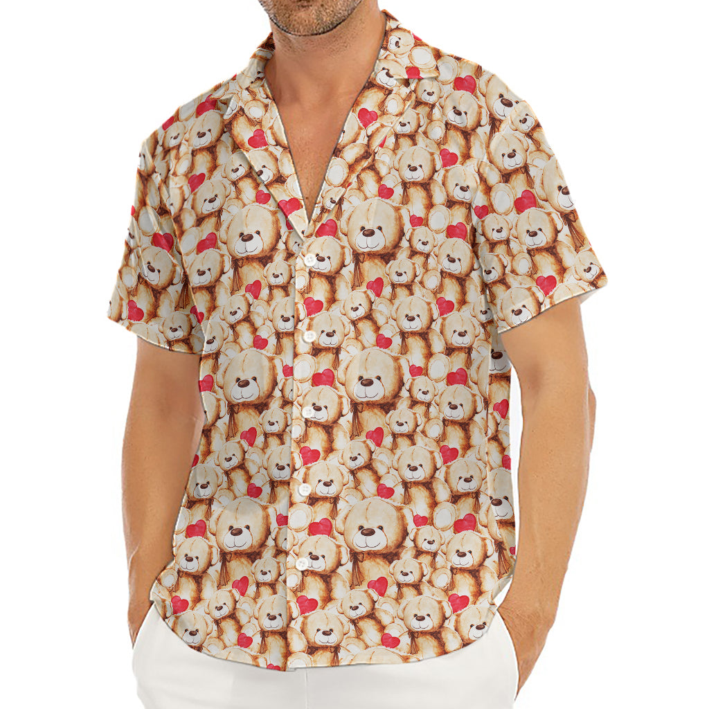 Lovely Teddy Bear Pattern Print Men's Deep V-Neck Shirt